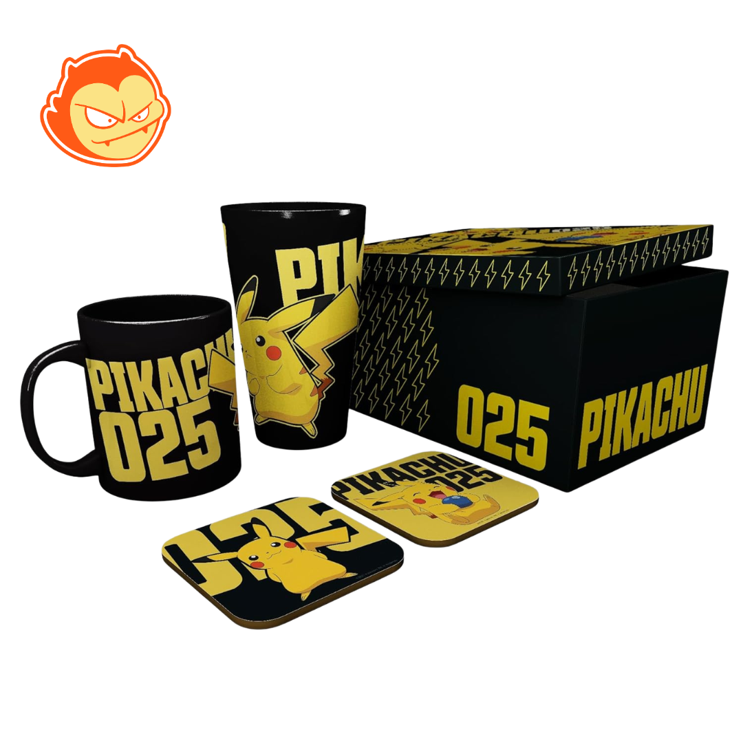 Coffret Cadeau POKÉMON Phosphorescent – 1 Verre 290 ml + 1 Mug 320 ml + 2 Dessous de Verre – Set Collector